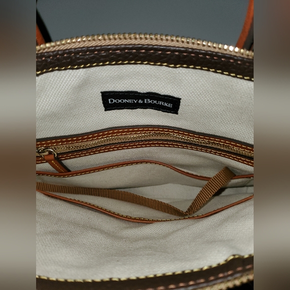 Dooney & Bourke Pebble Grain Domed Satchel in Brown Tmoro Pebbled Leather - Picture 5 of 8